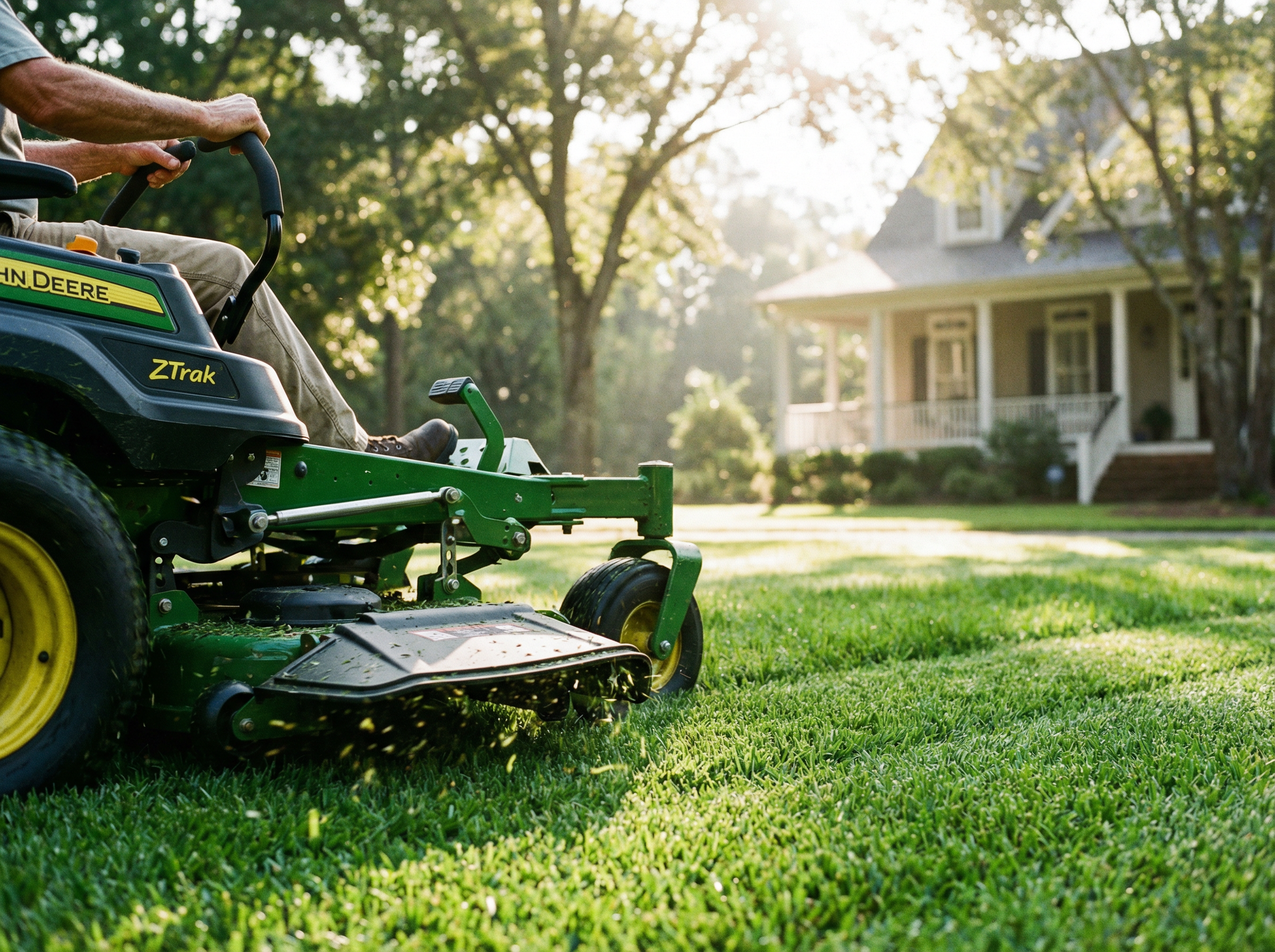 Clean lawn mowing service
